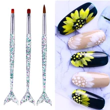 3 шт./компл. Русалка Ручка Nail Art полоса линии Лайнер Кисть для рисования резная кисть узор типа сделай себе сам дизайн чертежная ручка Маникюрный Инструмент
