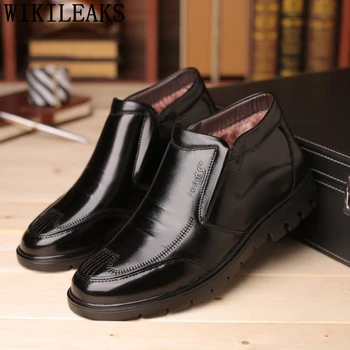 

Black Winter Shoes Men Snow Boots Ankle Boots Men Leather Shoes Men Motorcycle Boots Shoes+male Erkek Bot Ayakkabi Buty Meskie