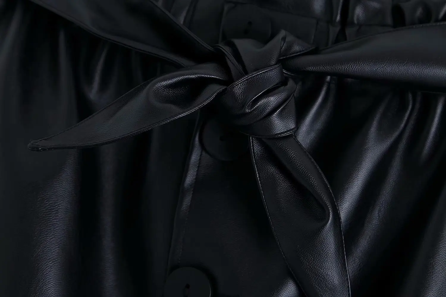 Осень, женская новая ретро юбка средней длины с высокой талией и бантом из искусственной кожи, бумажный мешок, юбка с эластичным поясом, 05427256800