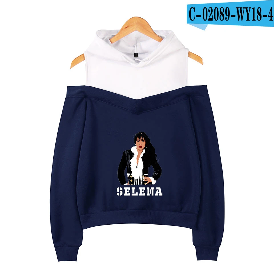 Лидер продаж; красивые толстовки без бретелек Selena quintanilla для женщин; милые повседневные толстовки без бретелек для молодых людей; Selena quintanilla - Цвет: navy blue