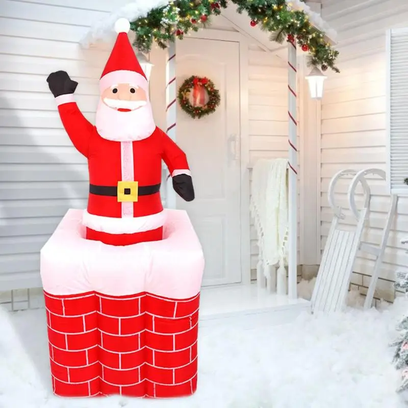 1.6m Santa Claus Chimney Inflatable Toy Outdoors Xmas Decor Arch Ornament For Santa Claus A Christmas Kids Gift Decorations