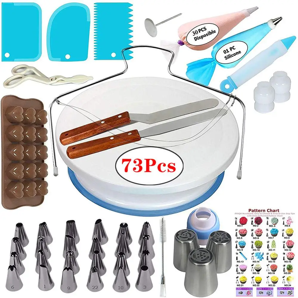 

73 Piece Set of Cake Turntable Decoration and Mounting Mouth Set of Table Sugar Turning and Baking Tools 45DC24