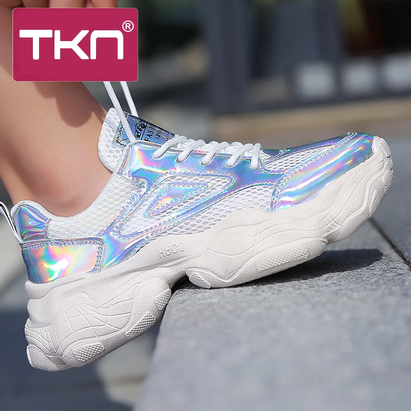 TKN кроссовки женская дышащая повседневная обувь на плоской платформе
