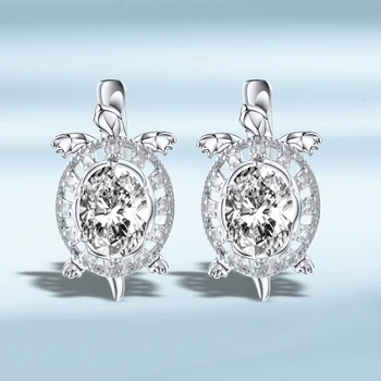

925 Sterling Silver Clip Eearrings Cubic Zircon Tortioise Shape Party Gift Mothder's Day Gift Fashion Fine Jewelry