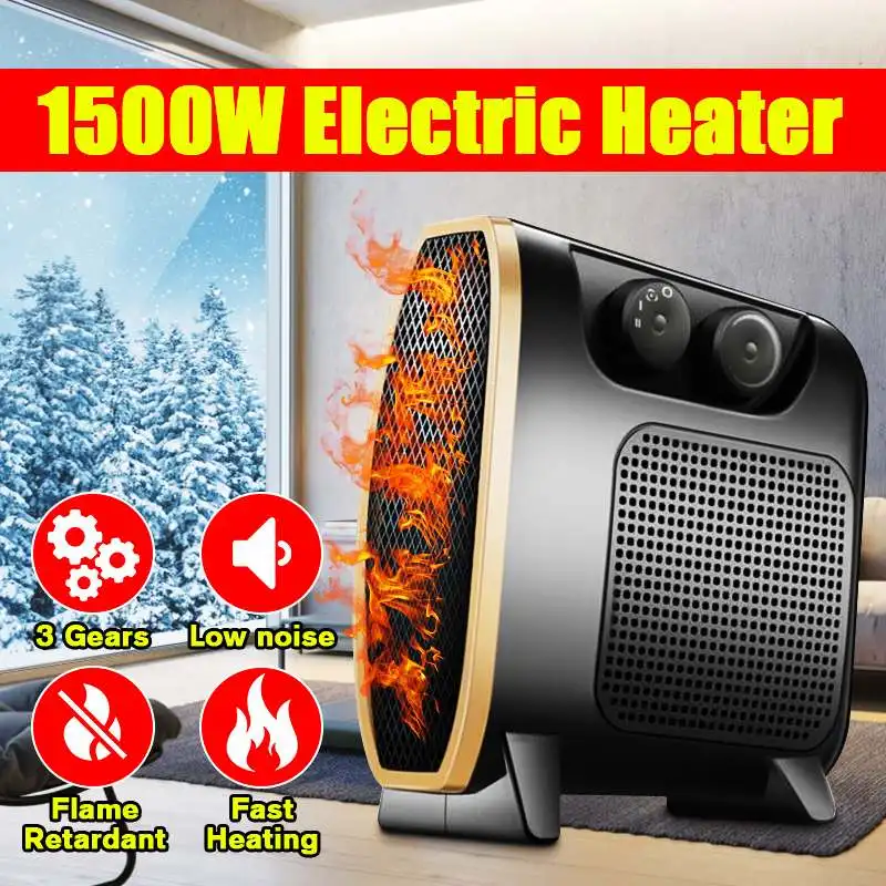 1500W AdjustableThermostat Electric Heater Portable Air Warmer Energy Saving Air Blower Fan for Winter Indoor Heating Camping