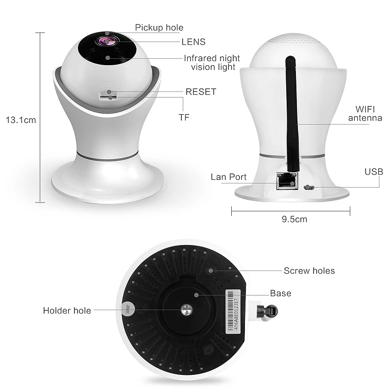 1080P Wifi IP камера рыбий глаз 360 градусов CCTV видеонаблюдения 2MP ночного видения для