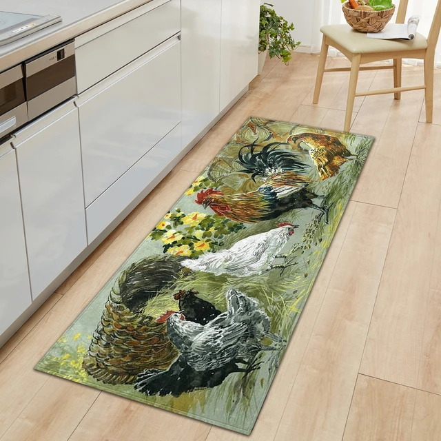 Imitation Wood Panel Kitchen Rugs, Vintage Absorbent Non Slip