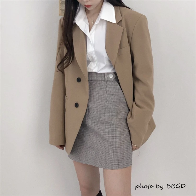 Autumn Clothing Korean-style CHIC Retro Loose-Fit Long Sleeve Suit Jacket Versatile Casual Fashion Suit Women's Mid-length Tops
