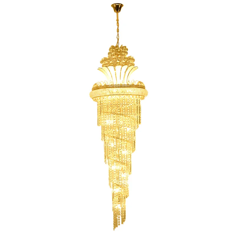

Large Gold Imperial Crystal Chandelier for Hotel Hall Living Room Staircase Hanging Pendant Lamp European Big Lighting