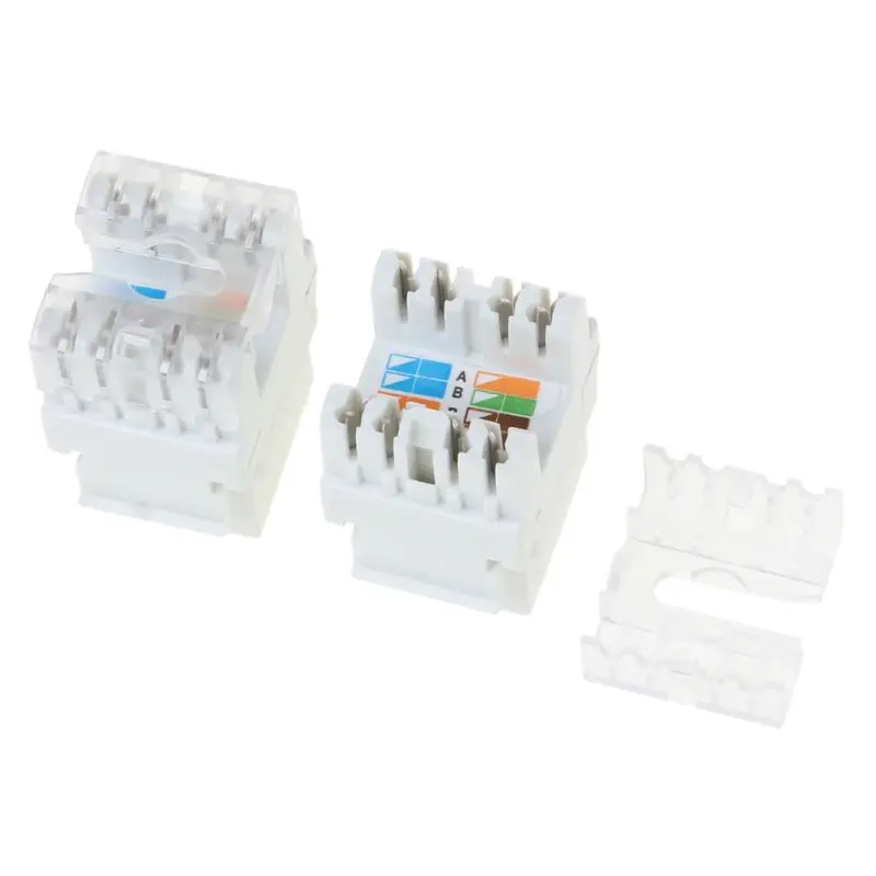 2Pcs UTP CAT6A Network Module Information Socket RJ45 Keystone Connector Cable Adapter Keystone Jack 10166