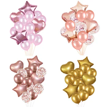 

14pcs/set 18inch Heart Star Foil Balloon 12inch Latex Metal Balloons Wedding Party Decoration Kid Birthday Party Supplies