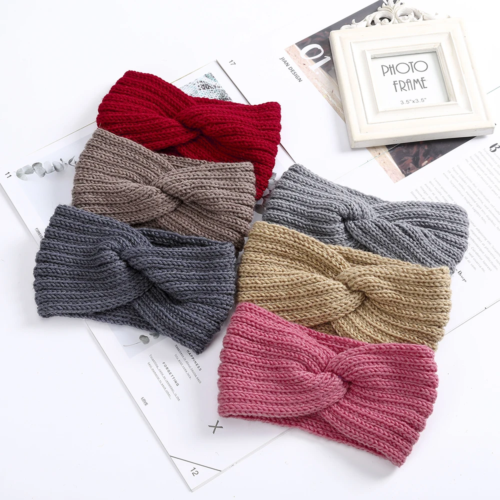 New Knitted Knot Cross Headband for Women Autumn Winter Girls Hair Accessories Headwear Elastic Hair Band Hair Accessories