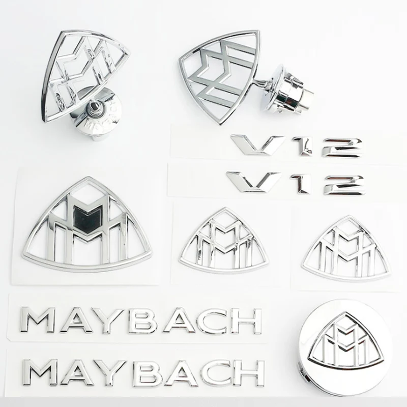 Chrome Emblem For Maybach Hood Lay Stand Logo S500 S600 V12 Side Fender 