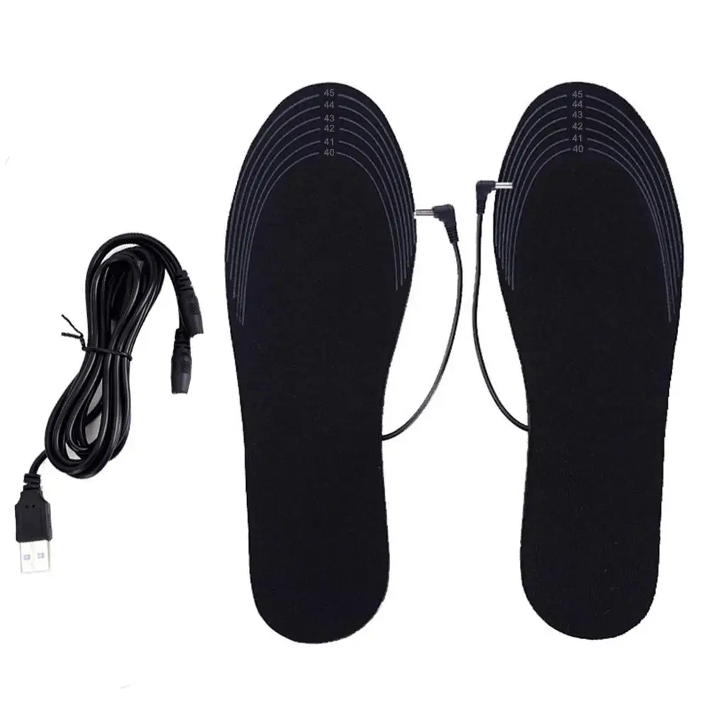 USB Heated Shoe Insoles Feet Warm Sock Pad Mat Heated Outdoor Hiking Camping Foot Warmer Pads Washable Thermal Insoles Unisex