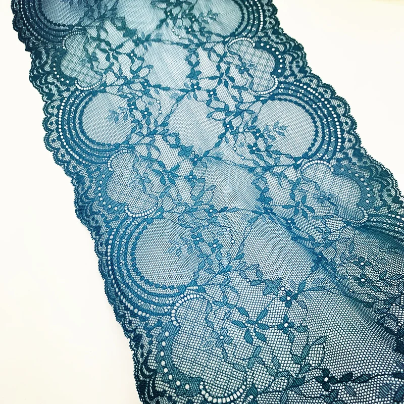 3y/lot Width 24.50cm Teal Blue Stretch Lace Trim Soft 2