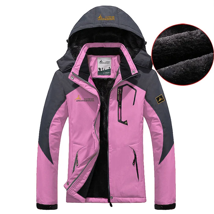 Pink Coat TWTOPSE Для женщин зимние Водонепроницаемый спортивная куртка утепленная одежда Велоспорт катание на велосипеде для рыбалки с защитой от ветра Пеший Туризм Кемпинг флисовой куртки пальто для активных видов спорта вне помещений - Цвет: Pink Coat