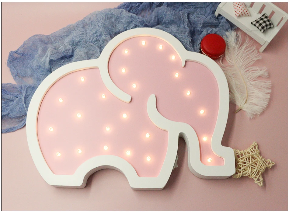 ZMISHIBO деревянный розовый синий желтый слон ночной Светильник для маленьких детей Детская спальня лампа для сна настенный светильник для украшения дома