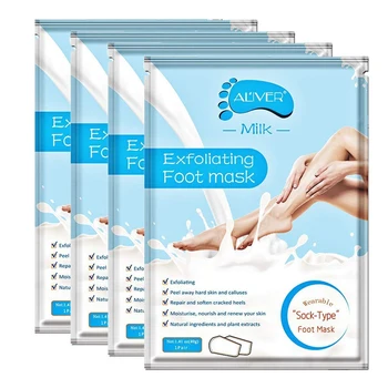 

Aliver 4 Packs Baby Foot Peel Mask ,Exfoliator Peel Off Calluses Dead Skin Callus Remover,Smooth PressFeet(Milk)