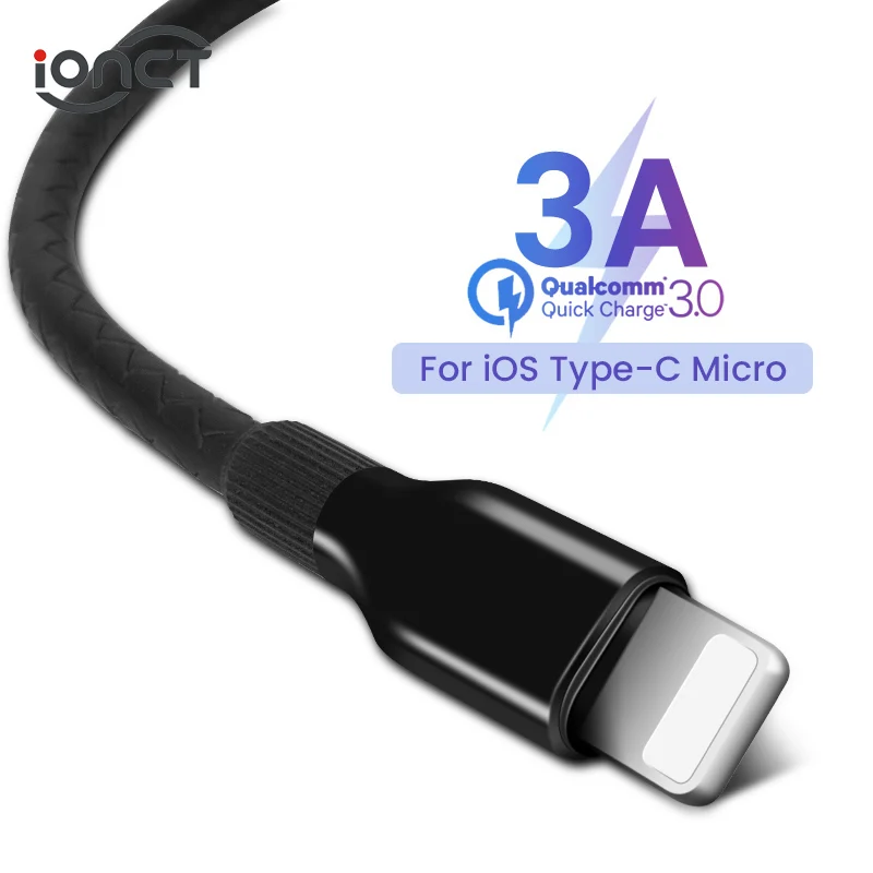 iONCT Кабель Micro USB 3A для iPhone X XR XS Max 8 Plus type C samsung S9 Xiaomi huawei кабель быстрой зарядки type-C |