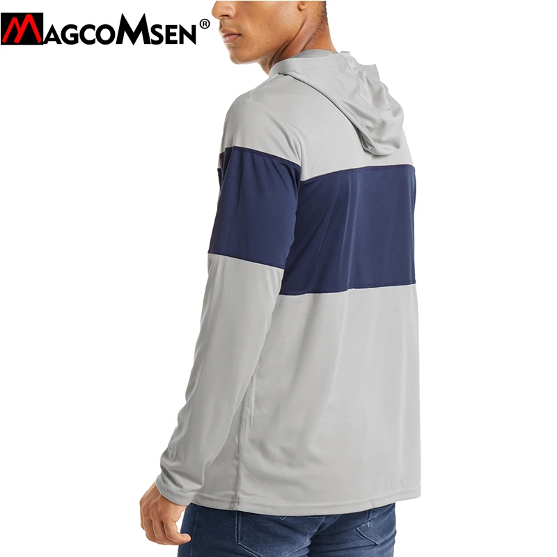 Футболка MAGCOMSEN мужская с защитой от УФ лучей Повседневная рубашка капюшоном и