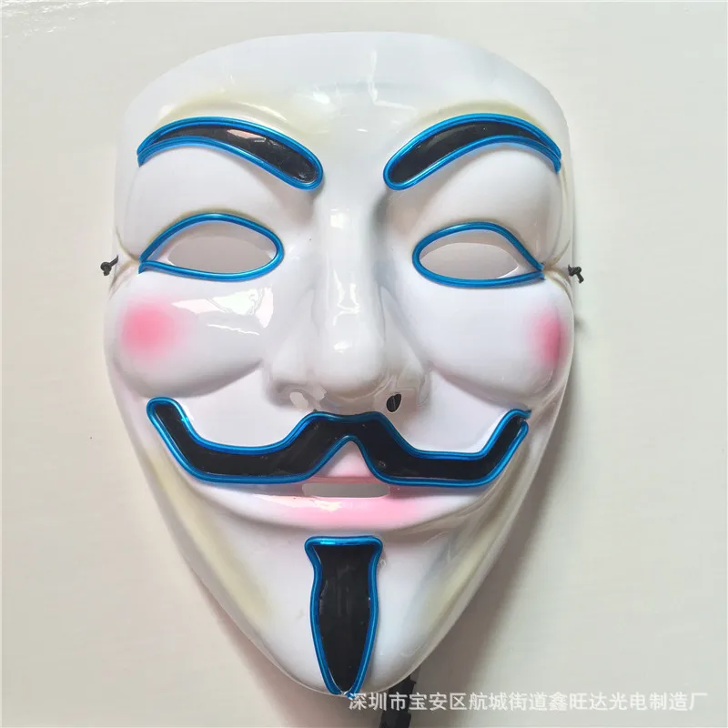 Хэллоуин высокое качество EL светильник V for Vendetta» ПВХ светящаяся маска праздничный карнавальный ночной клуб реквизит для болельщиков