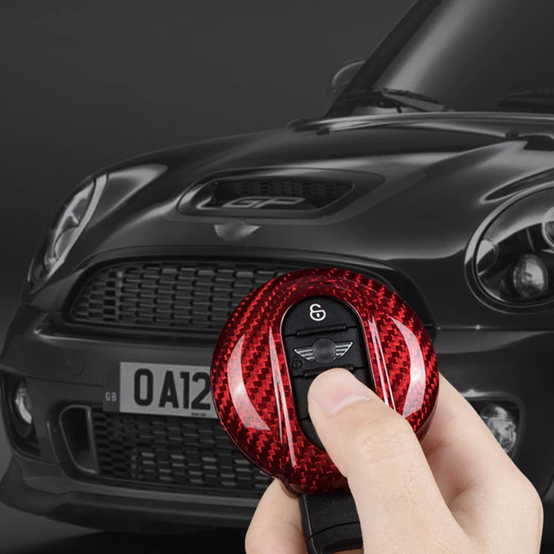 Coque clé,Housse de protection de chaîne en alliage pour voiture, pour BMW  Mini Cooper JCW F54, F55, F56, F57 - Type Checkered