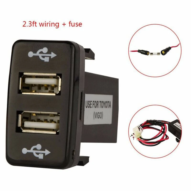 

Dual USB Port Quick Phone Charger Replace For Toyota 4Runner Prado 120 Series
