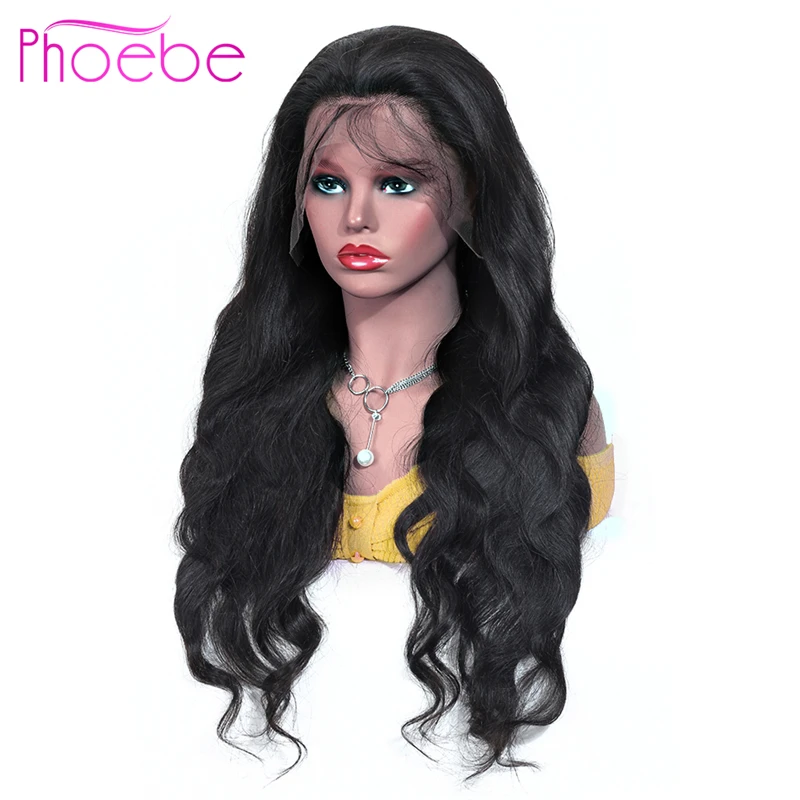 Phoebe полный кружевной парик с детскими волосами объемная волна бразильские полностью кружевные человеческие волосы парики предварительно сорванные не Реми для женщин 130% плотность