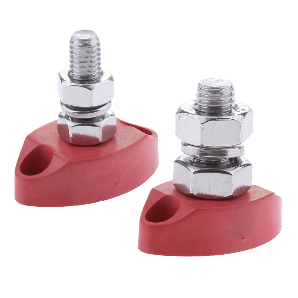 2 Pieces Junction Block Power Post Set Insulated Terminal Single Stud 6mm&8mm