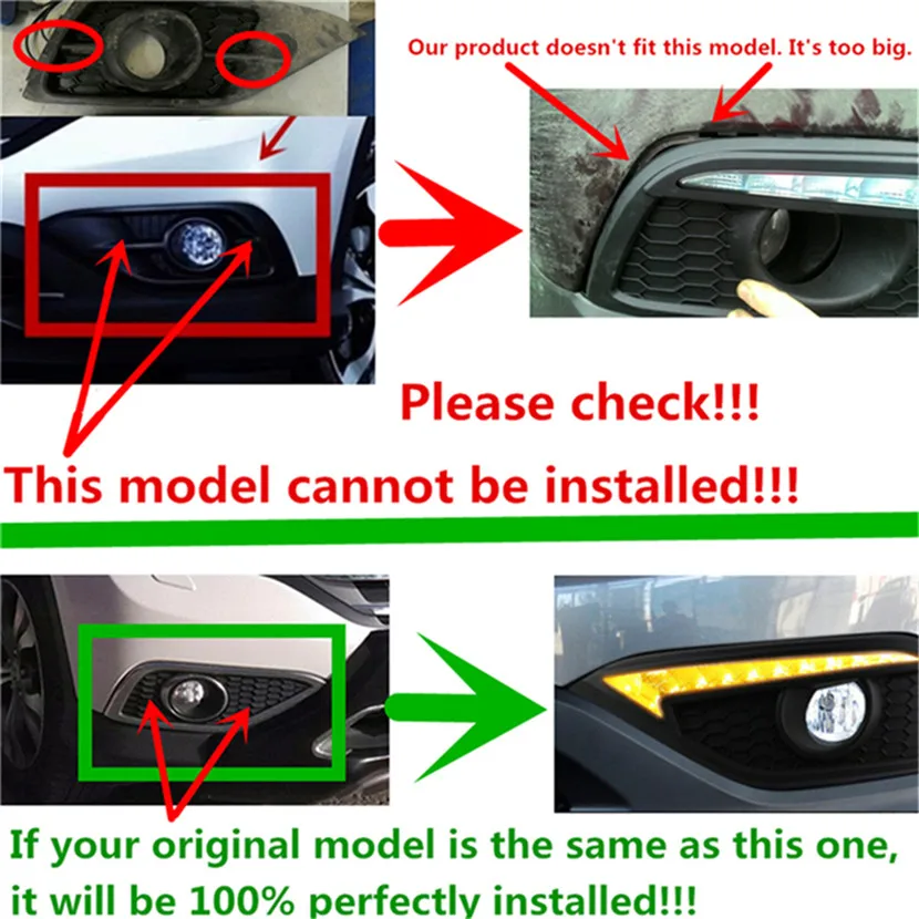Автомобиль мигает 2 шт. drl для Honda CRV CR-V 2012 2013 DRL противотуманная фара крышка дневные ходовые огни с поворотом 12 В дневного света - Цвет: Please check