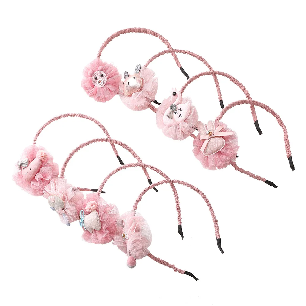 

Girl baby lace fabric hairpin headband Korean new children's cartoon hair band pink flowers cute baby hair accessories