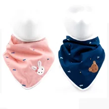 Корейский зимний детский шарф нагрудник для маленьких мальчиков и девочек мультфильм Медведь Кролик треугольный нагрудник для шеи Теплый детский слюнявчик модное кашне