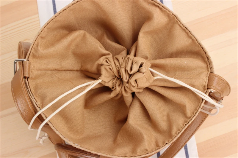 Straw Bucket Bag for Summer 2021 with Leather Shoulder Strap