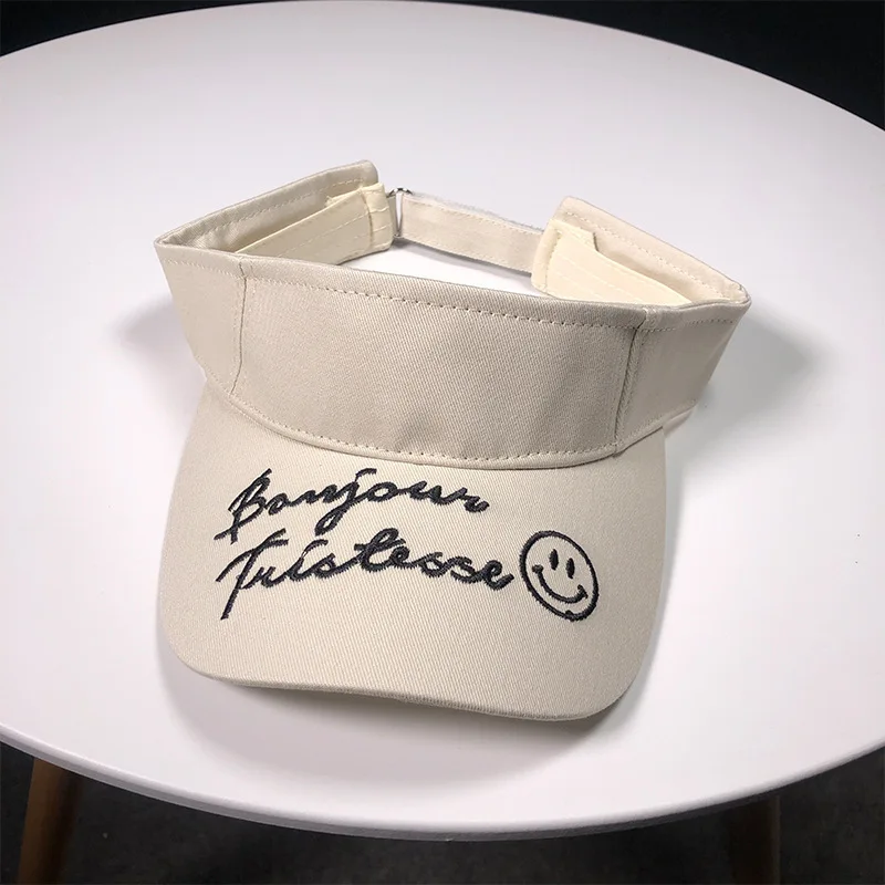 Peak Sun Cap New Pattern Unisex Smile Face Letter Embroidery Bongrace Hat Sunhat Simple Style Empty Roof Sunhat