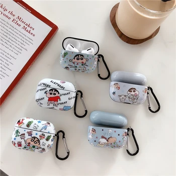 

Cartoon Crayon Shin-chan Carabiner IMD Case For Airpods Pro Accessories Bluetooth Wireless Earphone lovely Protective Cover