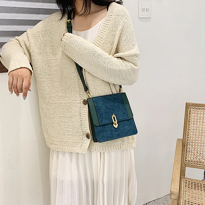 

ABZC-Vintage Fashion Female Flap Bag Matte PU Leather Women's Handbag Lock Shoulder Messenger Bag