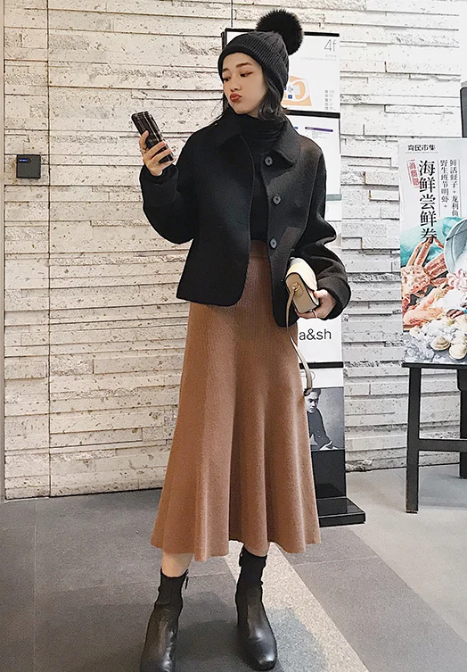 Woman short Solid Woolen Coat Fashion Autumn Jacket