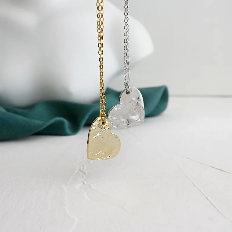 SHANICE корейское ожерелье из стерлингового серебра S925 INS неправильная вогнутая поверхность Любовь в форме сердца женское ожерелье-чокер с серебряной цепочкой