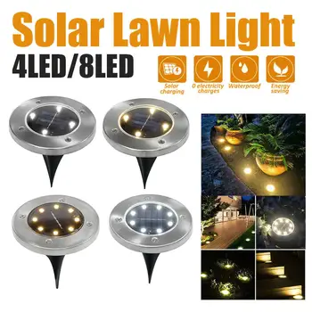

1pc Outdoor Path Way Garden decoration 8 LED Solar Power Buried Light Under Ground White Warm White Light for Yard Patio