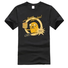 Adventure Time Finn Jake galletas camisetas normales tocino Pancakes 100% de algodón de manga corta Camiseta Casual o-cuello Streetwear