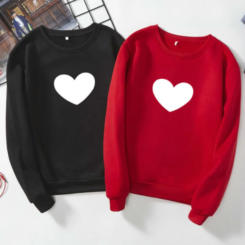 

Uguest Women's Sweatshirt Large Size 7 Colors Hoody Oversized Pullovers Fleese Heart Printed O-Neck Sweatshirt Winter Autumn