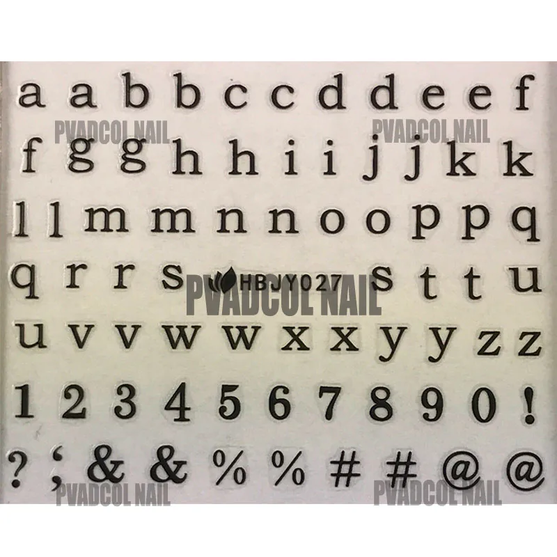 Акриловые наклейки для ногтей 3D переводные наклейки Lowercase алфавит, буквы, цифры
