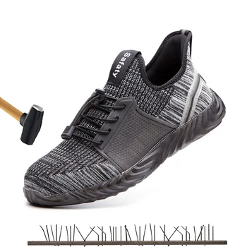 

Steel Toe Safety Shoes for Men Women Outdoor Industrial Construction Puncture Proof Work Shoes Unisex Lightweight Sneakers