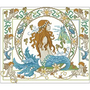 

The little daughter of the sea Counted Cross Stitch 11CT 14CT 18CT DIY Cross Stitch Kits Embroidery Needlework Sets home decor