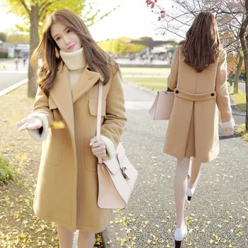 

Women Woolen Coat Winter Jacket 2020 New Fashion Lapel Overcoat Women Thicken warm Casual Jackets Female Outerwear Coats