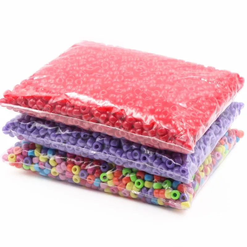 Acrylic Beads 100-300Pcs Solid Color Round Plastic DIY Accessories Clothing Loose Large Hole