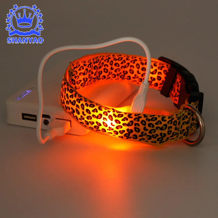 

LED Neck Ring Charging LED Shining Pet Dog Collar Leopord Pattern Shining Dog Neck Ring Shine Electronic