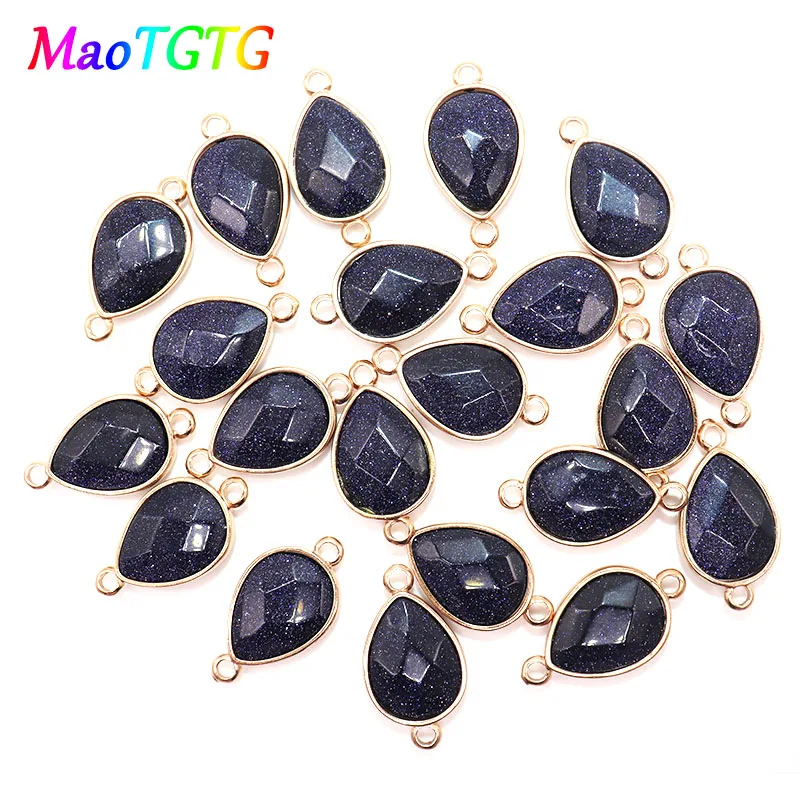 

Wholesale Faceted Blue Sand Connector Charms For Jewelry Making Bracelet Necklace 27.5X15mm Teardrop-shaped Charms Accessories