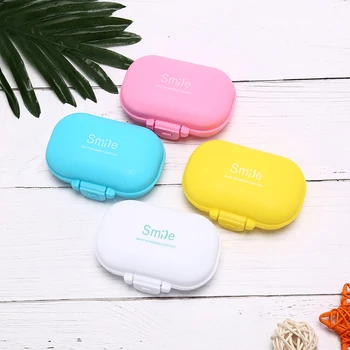 

1pc 4 Slots Pill Box Plastic Medical Pill Cases Portable Mini Pills Storage 9.5*6.5*3.5cm Medical Kit