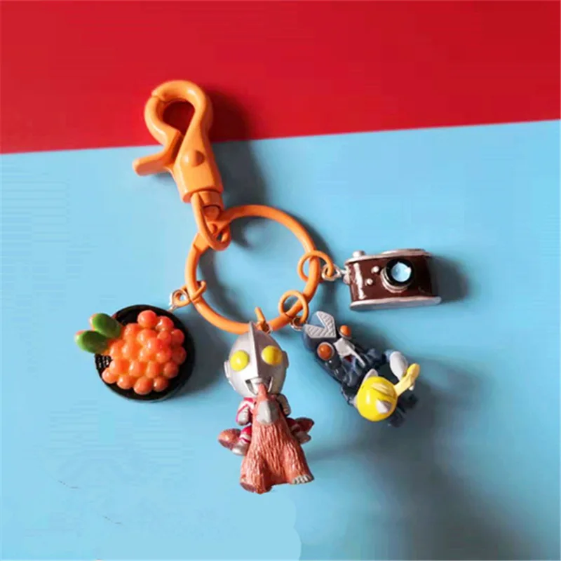 

Rubber Ultraman monster doll keychain creative bag pendant keyring cartoon cute models key chain for children gift